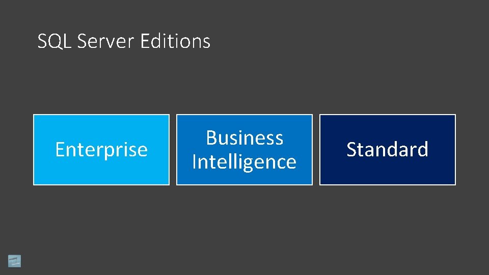 SQL Server Editions Enterprise Business Intelligence Standard 