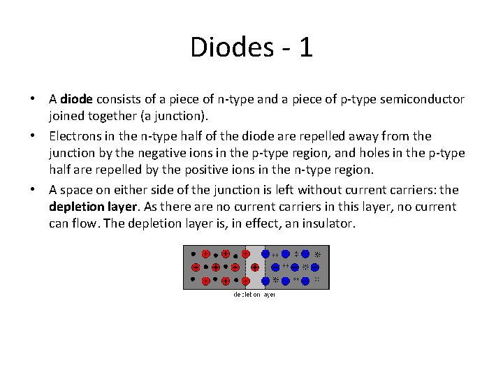 Diodes - 1 • A diode consists of a piece of n-type and a