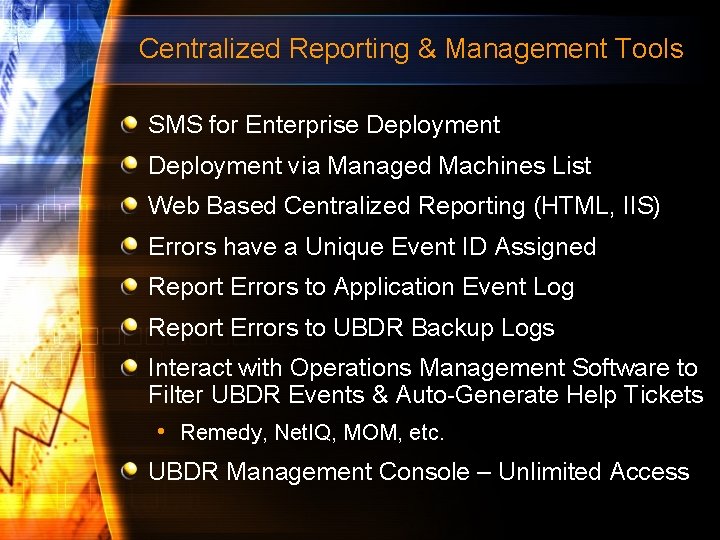 Centralized Reporting & Management Tools SMS for Enterprise Deployment via Managed Machines List Web