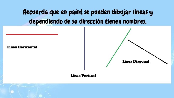 Recuerda que en paint se pueden dibujar líneas y dependiendo de su dirección tienen