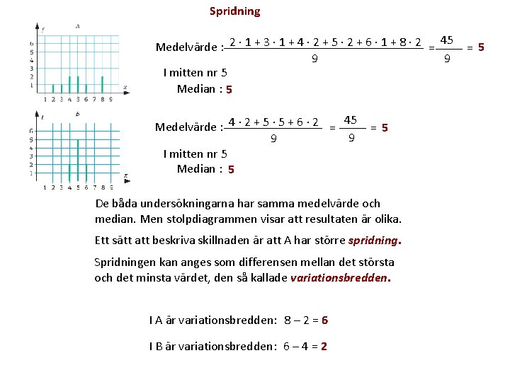 Spridning 45 Medelvärde : 2 · 1 + 3 · 1 + 4 ·