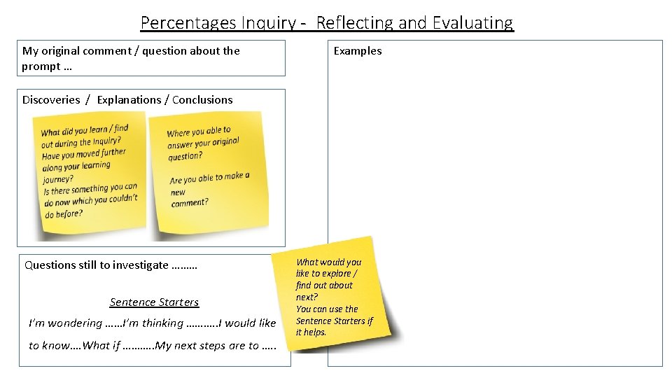 Percentages Inquiry - Reflecting and Evaluating My original comment / question about the prompt