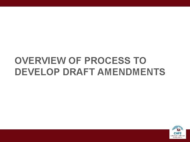 OVERVIEW OF PROCESS TO DEVELOP DRAFT AMENDMENTS 
