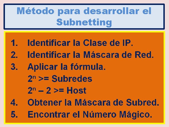 Método para desarrollar el Subnetting 