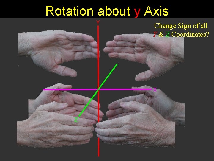 Rotation about y Axis Change Sign of all Y & Z Coordinates? 