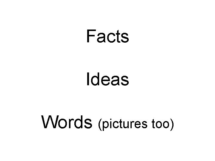 Facts Ideas Words (pictures too) 