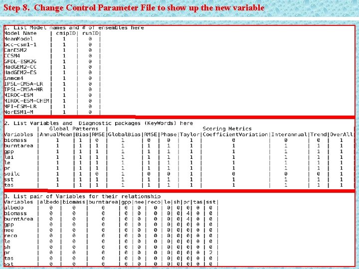 Step 8. Change Control Parameter File to show up the new variable 