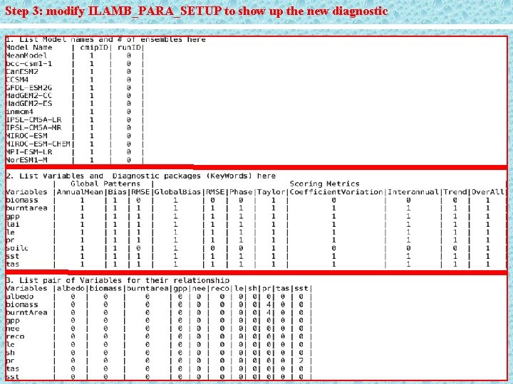Step 3: modify ILAMB_PARA_SETUP to show up the new diagnostic 