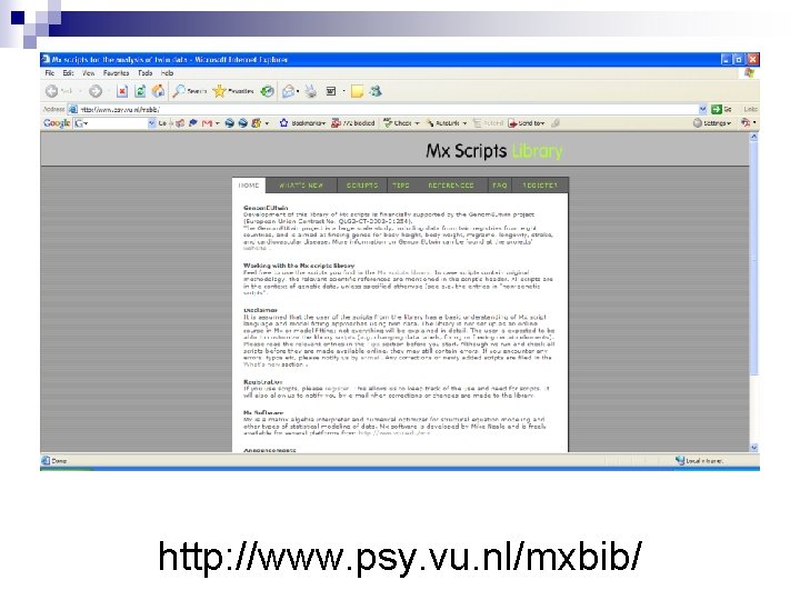 http: //www. psy. vu. nl/mxbib/ 