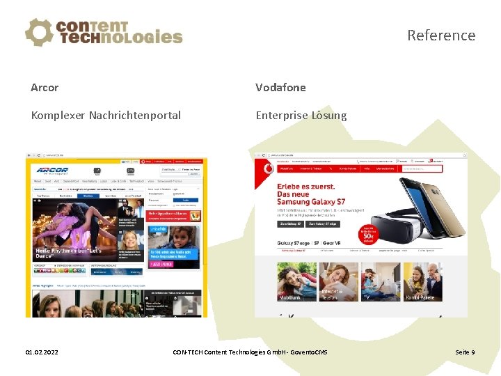 Reference Arcor Vodafone Komplexer Nachrichtenportal Enterprise Lösung 01. 02. 2022 CON-TECH Content Technologies Gmb.
