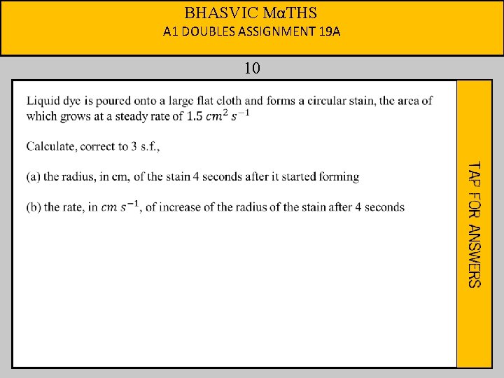 BHASVIC MαTHS A 1 DOUBLES ASSIGNMENT 19 A 10 
