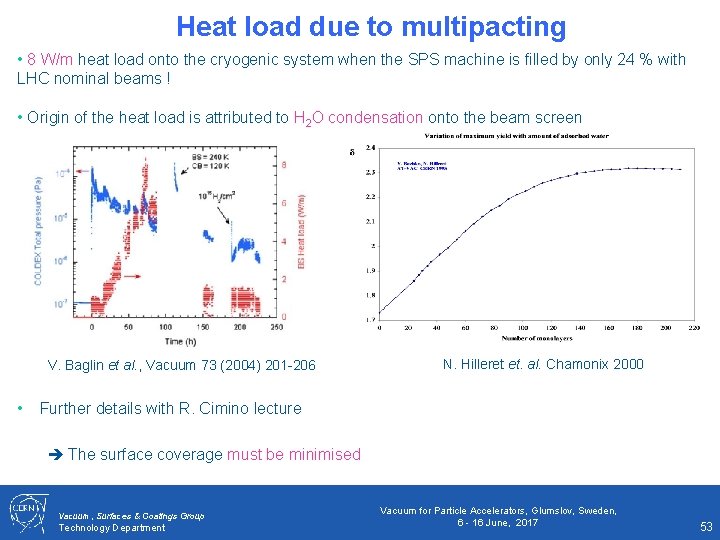 Heat load due to multipacting • 8 W/m heat load onto the cryogenic system