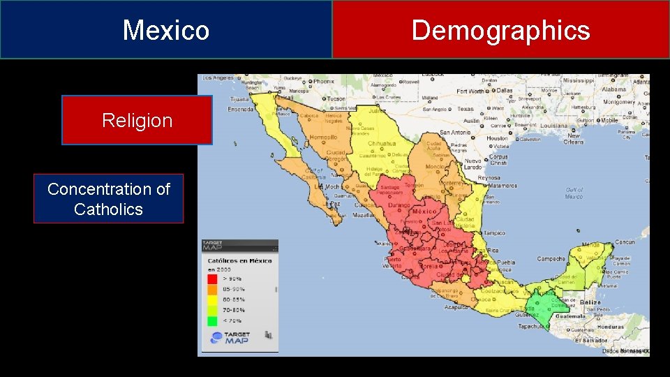 Mexico Religion Concentration of Catholics Demographics 