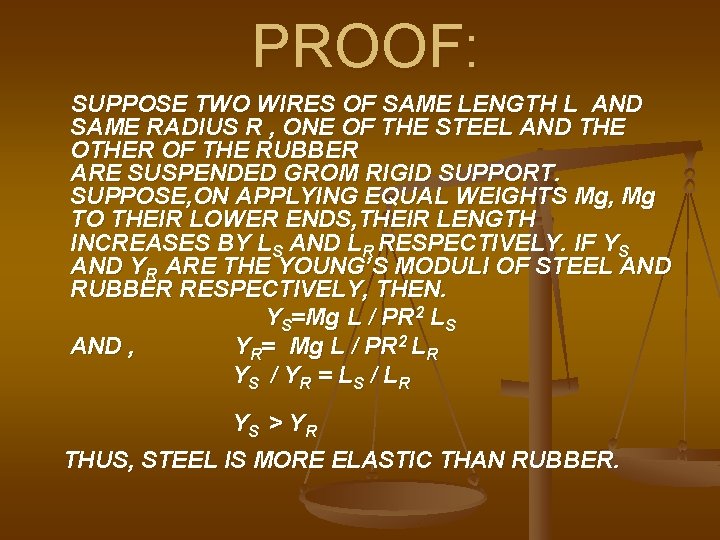 PROOF: SUPPOSE TWO WIRES OF SAME LENGTH L AND SAME RADIUS R , ONE