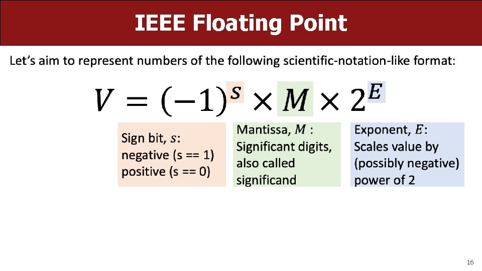 IEEE Floating Point • 16 