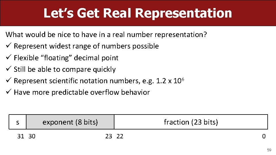 Let’s Get Real Representation What would be nice to have in a real number
