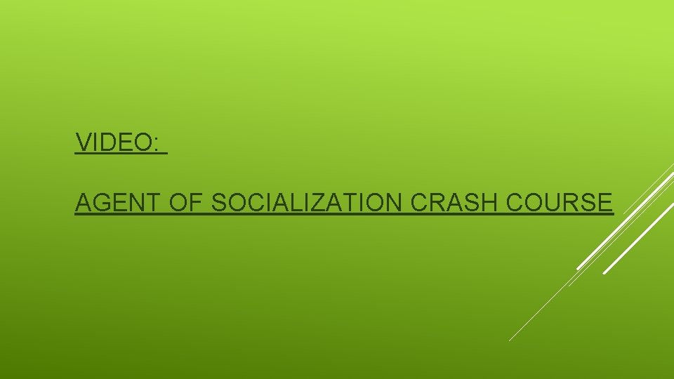 VIDEO: AGENT OF SOCIALIZATION CRASH COURSE 