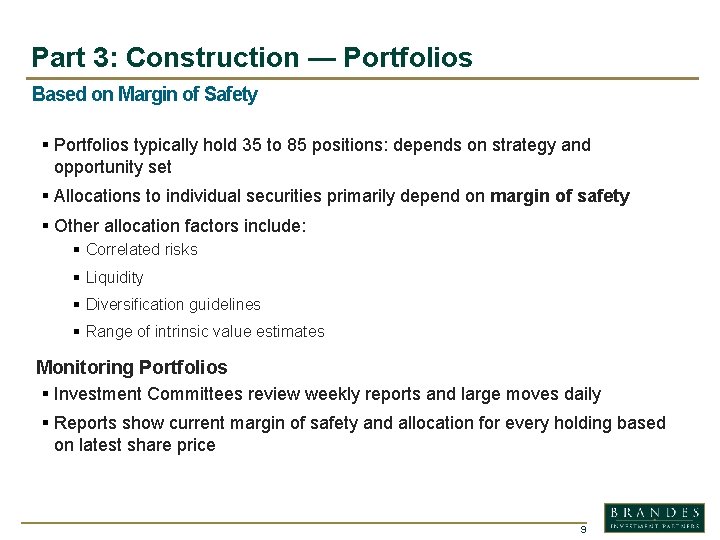 Part 3: Construction — Portfolios Based on Margin of Safety § Portfolios typically hold