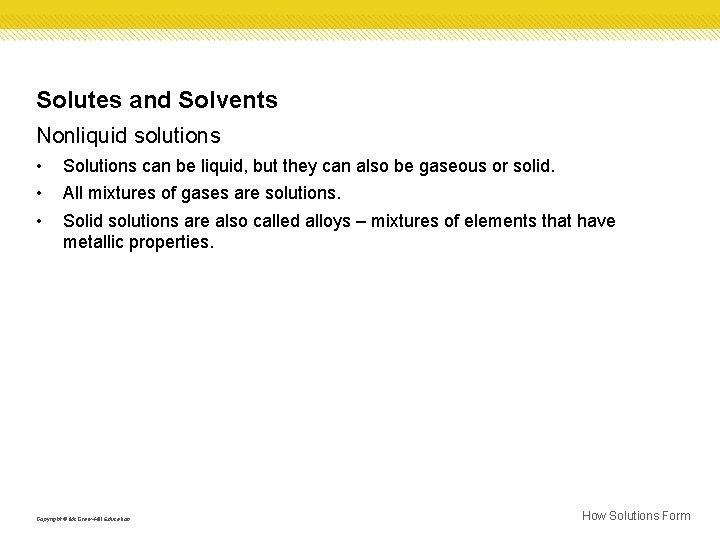 Solutes and Solvents Nonliquid solutions • • • Solutions can be liquid, but they Solutes and Solvents Nonliquid solutions • • • Solutions can be liquid, but they