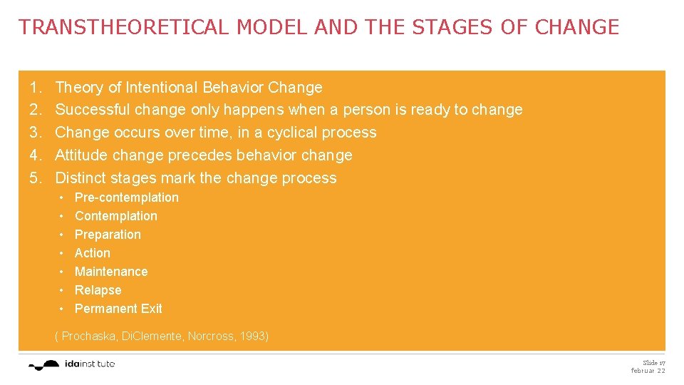 TRANSTHEORETICAL MODEL AND THE STAGES OF CHANGE 1. 2. 3. 4. 5. Theory of
