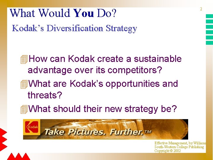 What Would You Do? 2 Kodak’s Diversification Strategy 4 How can Kodak create a