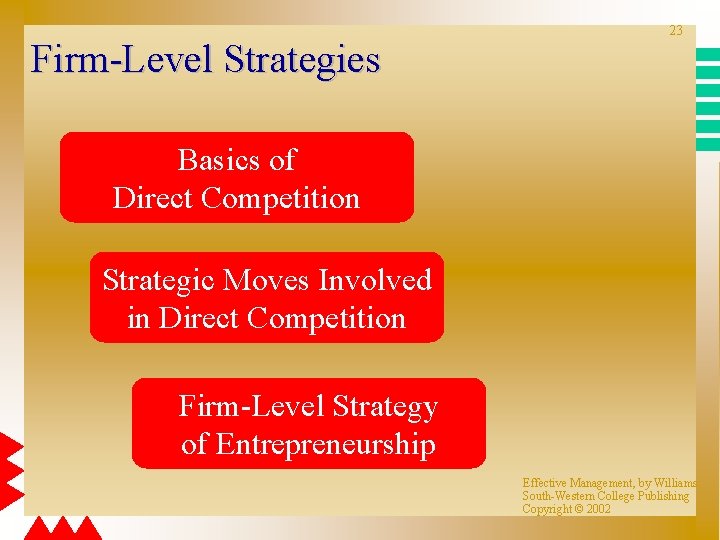 Firm-Level Strategies 23 Basics of Direct Competition Strategic Moves Involved in Direct Competition Firm-Level