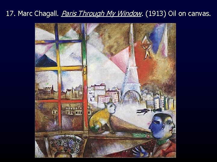 17. Marc Chagall. Paris Through My Window. (1913) Oil on canvas. 