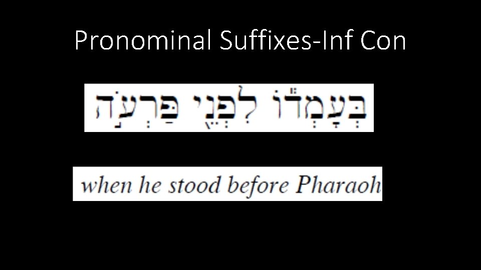 Pronominal Suffixes-Inf Con 