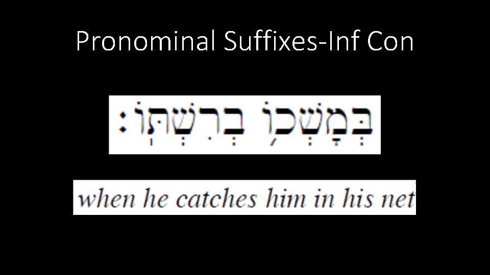Pronominal Suffixes-Inf Con 