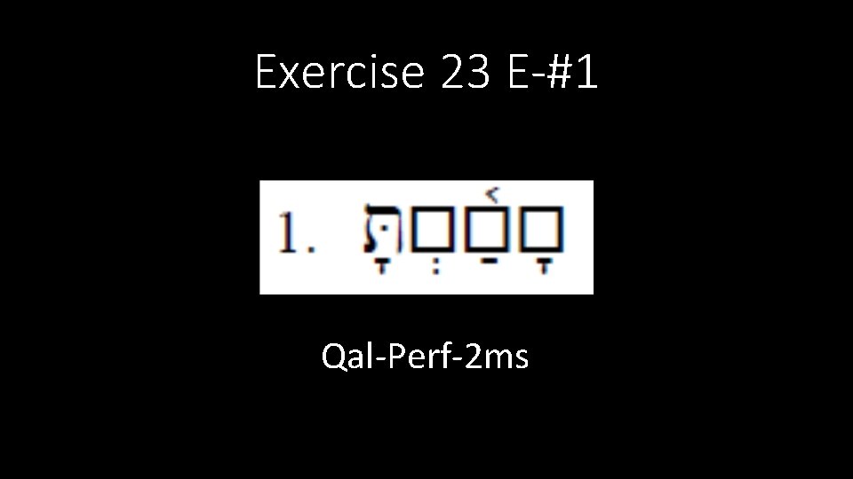 Exercise 23 E-#1 Qal-Perf-2 ms 