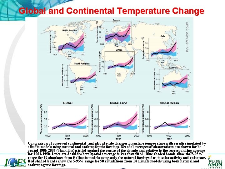 Global and Continental Temperature Change Comparison of observed continental- and global-scale changes in surface