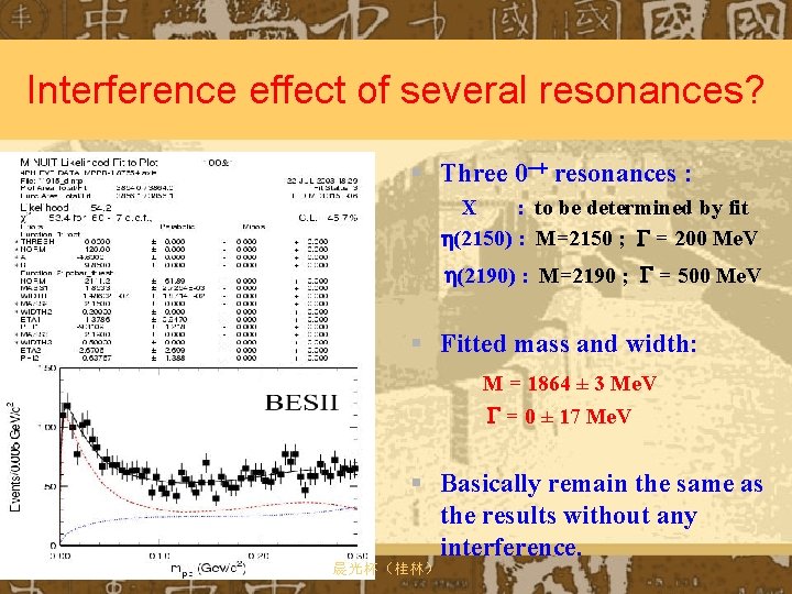 Interference effect of several resonances? § Three 0 -+ resonances : X : to