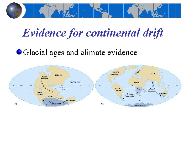 Evidence for continental drift Glacial ages and climate evidence 