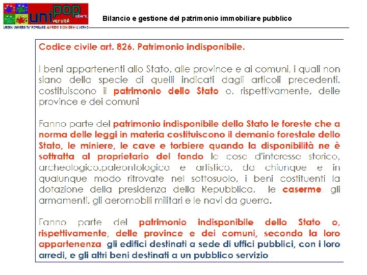 Bilancio e gestione del patrimonio immobiliare pubblico 