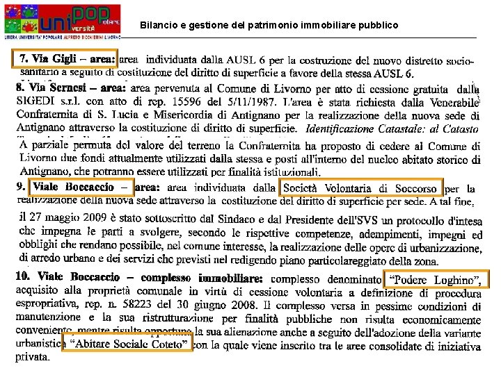 Bilancio e gestione del patrimonio immobiliare pubblico 