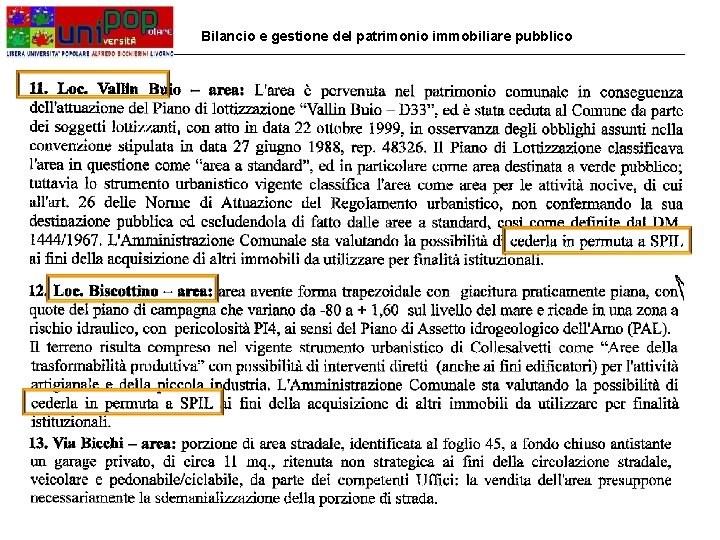 Bilancio e gestione del patrimonio immobiliare pubblico 