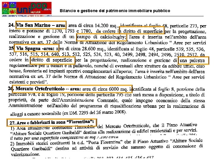 Bilancio e gestione del patrimonio immobiliare pubblico 