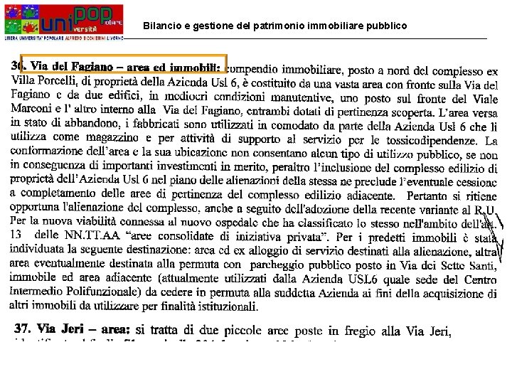 Bilancio e gestione del patrimonio immobiliare pubblico 