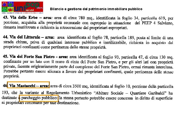 Bilancio e gestione del patrimonio immobiliare pubblico 