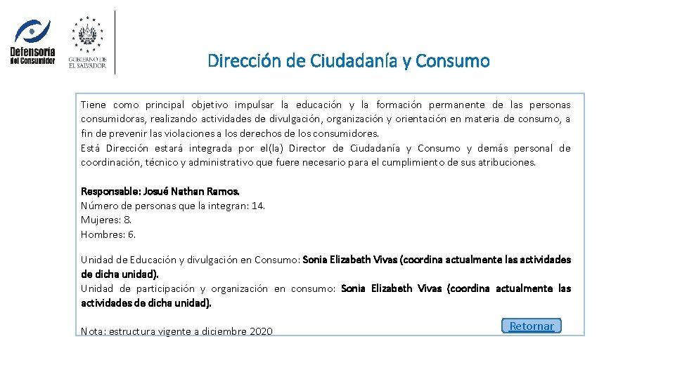 Dirección de Ciudadanía y Consumo Tiene como principal objetivo impulsar la educación y la