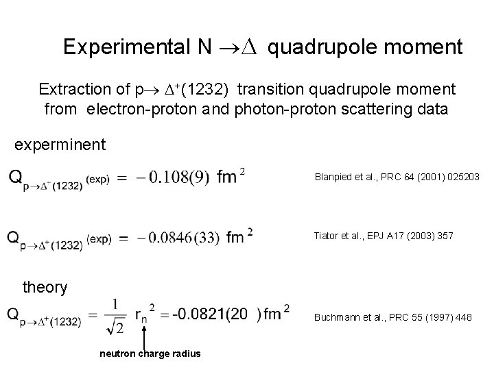 Experimental N quadrupole moment Extraction of p +(1232) transition quadrupole moment from electron-proton and