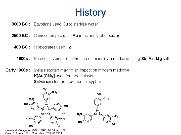 History 3000 BC : Egyptians used Cu to sterilize water 2500 BC : Chinese