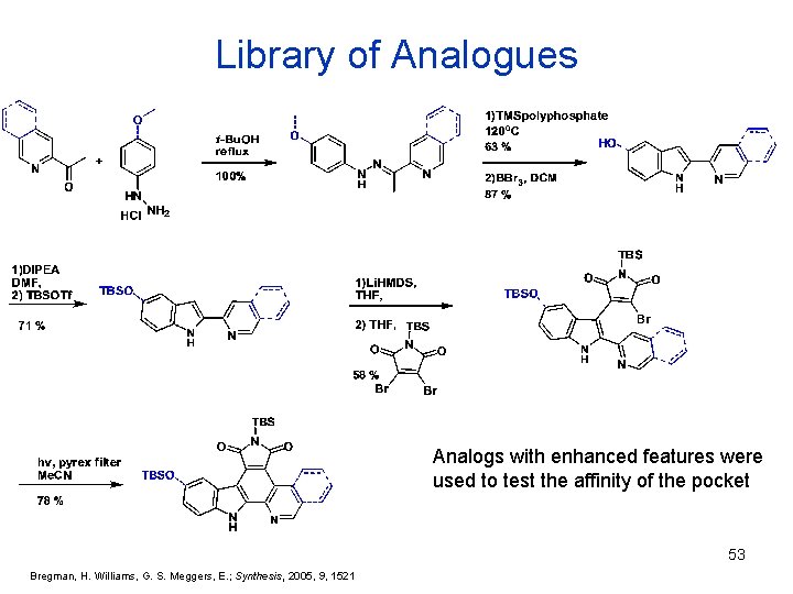 Library of Analogues Analogs with enhanced features were used to test the affinity of