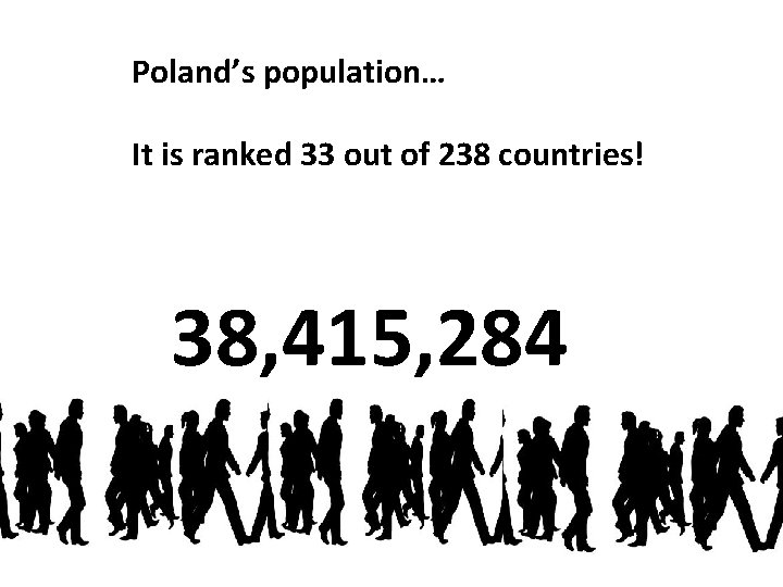 Poland’s population… It is ranked 33 out of 238 countries! 38, 415, 284 