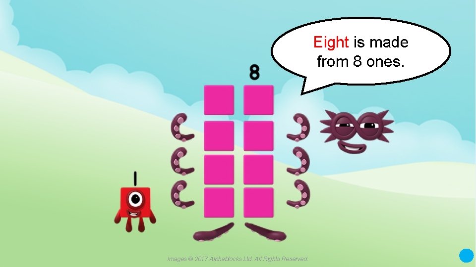 Eight is made from 8 ones. A blue dot in the corner of a