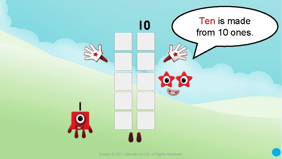 Ten is made from 10 ones. A blue dot in the corner of a