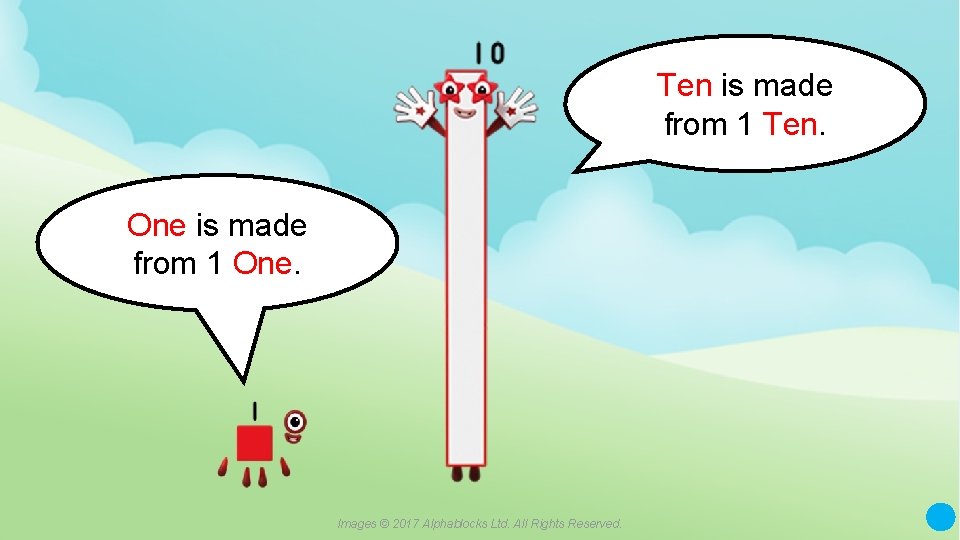 Ten is made from 1 Ten. One is made from 1 One. A blue