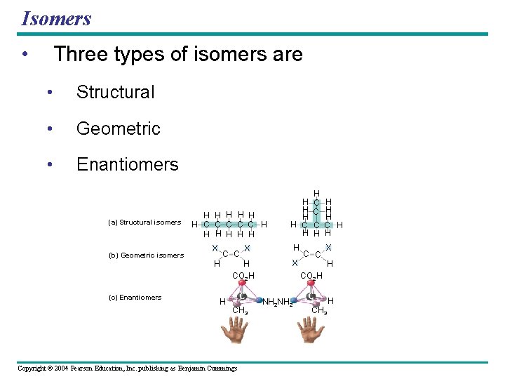 Isomers • Three types of isomers are • Structural • Geometric • Enantiomers (a)