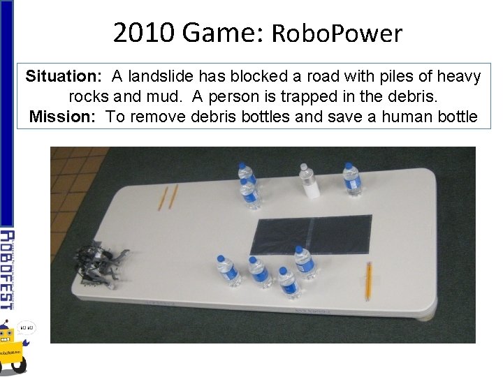 2010 Game: Robo. Power Situation: A landslide has blocked a road with piles of