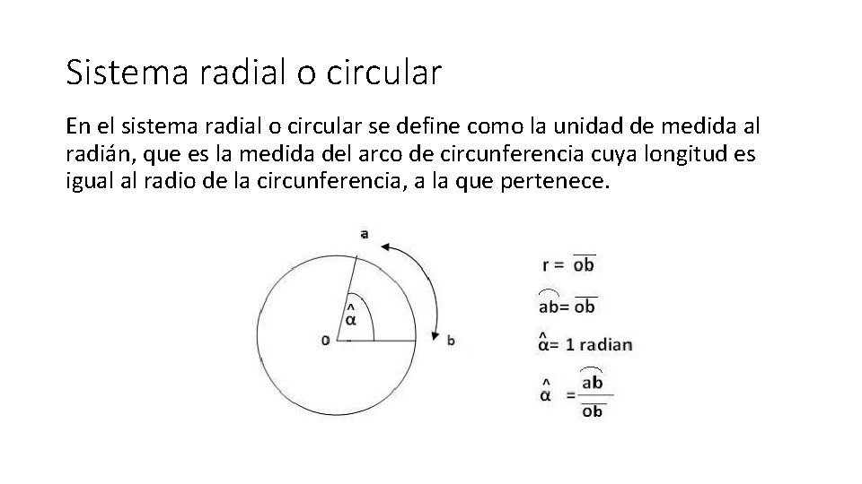 Sistema radial o circular En el sistema radial o circular se define como la